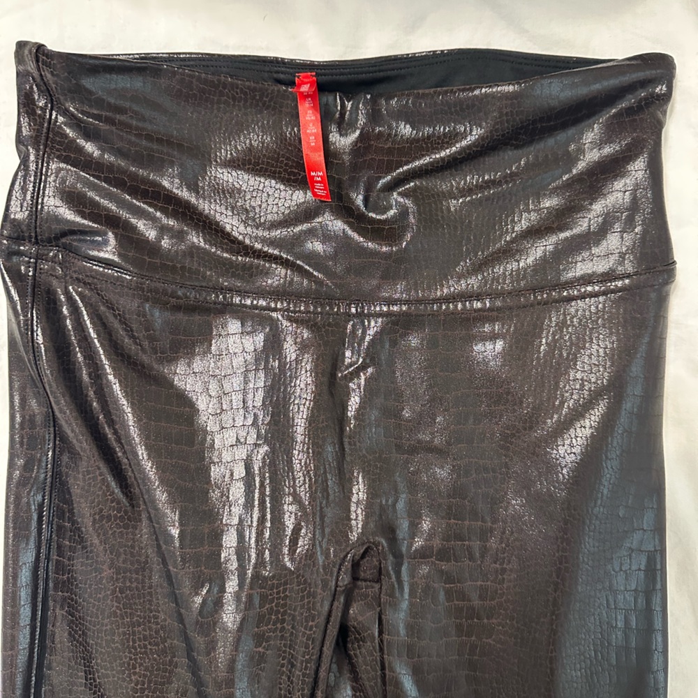 SPANX Shiny dark brown Croc-Embossed Skirt